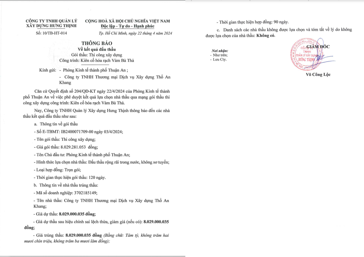 Bình Dương: Thổ An Khang “một mình một ngựa” trúng gói thầu hơn 8 tỷ - Hình 2 Binh Duong: Tho An Khang “mot minh mot ngua” trung goi thau hon 8 ty-Hinh-2
