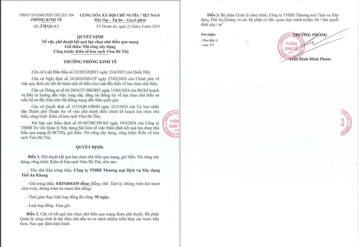 Bình Dương: Thổ An Khang “một mình một ngựa” trúng gói thầu hơn 8 tỷ Binh Duong: Tho An Khang “mot minh mot ngua” trung goi thau hon 8 ty