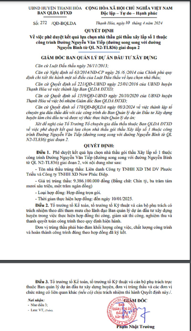 Long An: Công ty New Phúc Điệp trúng 52/55 gói thầu tại Thạnh Hóa - Hình 2 Long An: Cong ty New Phuc Diep trung 52/55 goi thau tai Thanh Hoa-Hinh-2