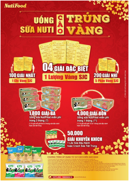 Mua 1 thung sua Nuti, co hoi trung 1 luong vang SJC