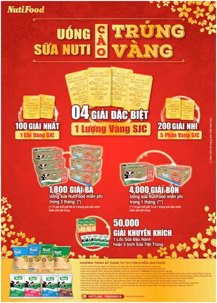 Mua 1 thung sua Nuti, co hoi trung 1 luong vang SJC