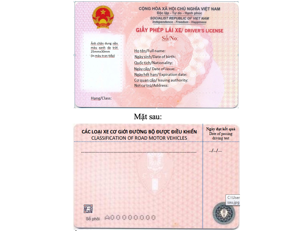 Bo Cong an ban hanh mau giay phep lai xe moi