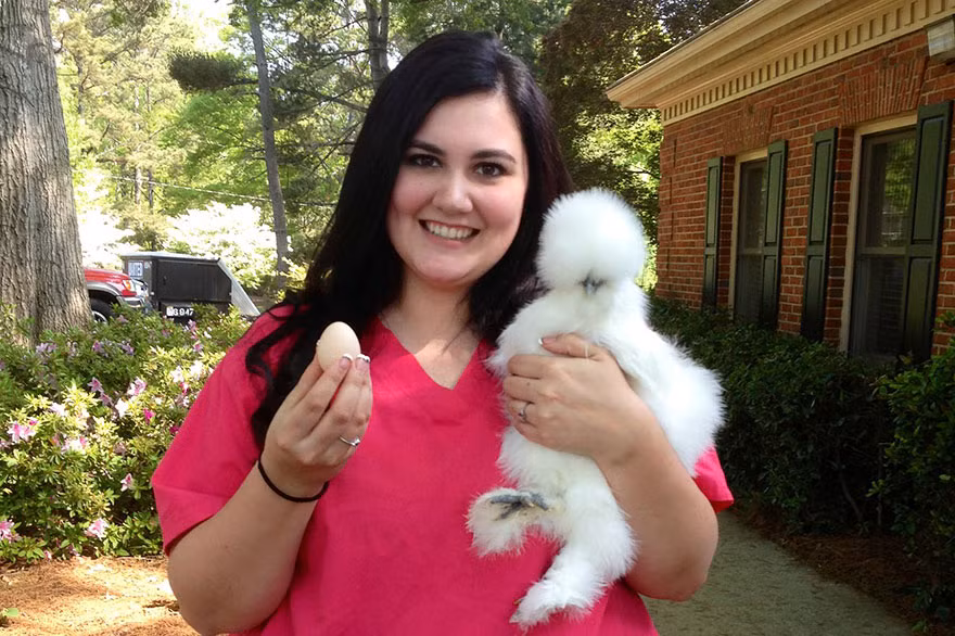 Penny vẫn thường đẻ trứng đều đặn, khiến những nhân viên y tế ở đây vô cùng yêu thích. (Nguồn Bored Panda)