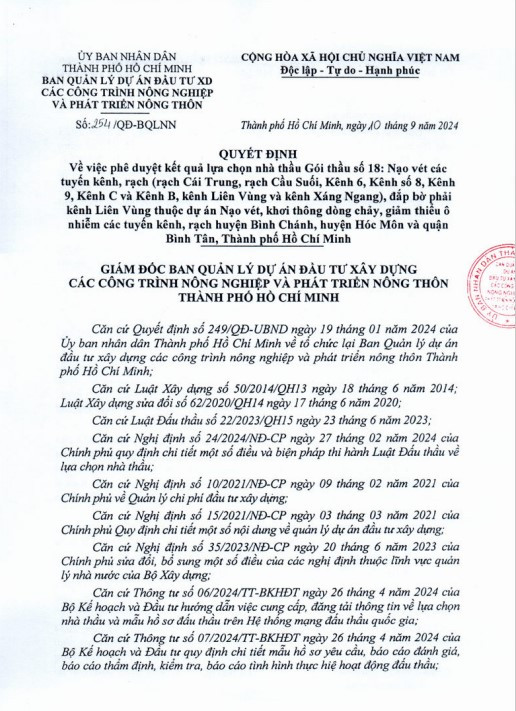 TP HCM: Lien danh 4 nha thau trung goi nao vet kenh rach hon 114 ty