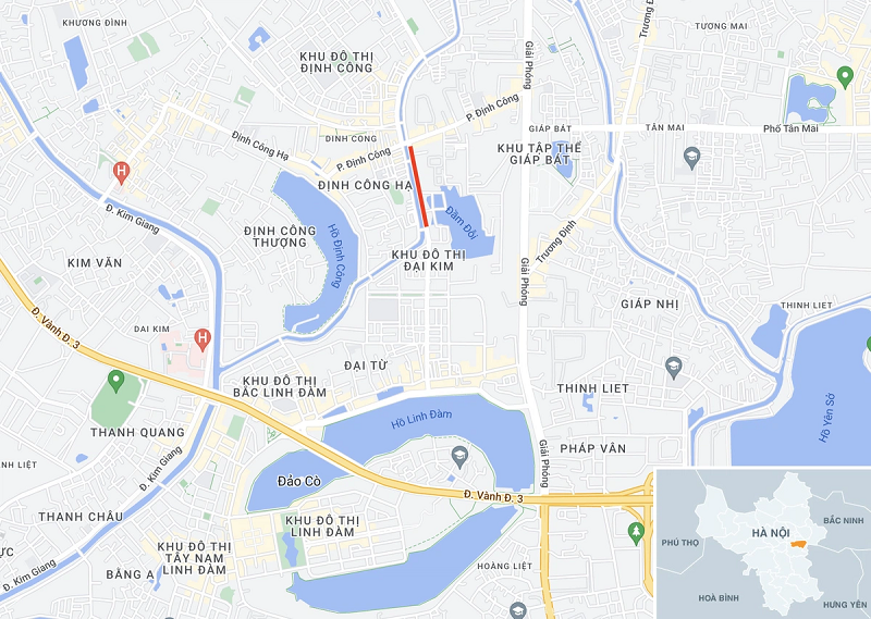Đoạn phố Nguyễn Cảnh Dị, quận Hoàng Mai, Hà Nội. Ảnh: Google Maps.