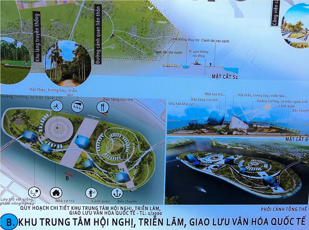 Tuy đã tạo được những ấn tượng riêng nhưng vì muốn "đánh thức" dòng sông hơn nữa, UBND TP Đà Nẵng đã tổ chức cuộc thi “Ý tưởng quy hoạch và thiết kế cảnh quan hai bên bờ sông Hàn”. Trong ảnh: Phối cảnh Khu Trung tâm hội nghị, triển lãm, giao lưu văn hóa quốc tế.