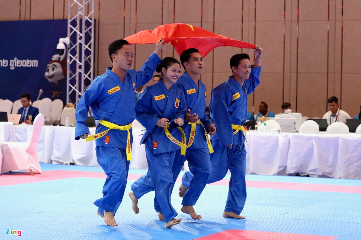 Do là lượt thi cuối, đội vovinam Việt Nam xác định được họ chính là chủ nhân HCV.