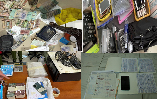 Ngày 5/6/2021, nhận lệnh Chỉ huy Ban Chuyên án, 11 Tổ công tác đồng loạt khám xét nơi ở của 11 đối tượng liên quan, thu nhiều tài liệu, vật chứng với khoảng 100 ĐTDĐ các loại, nhiều máy fax, máy in, máy tính cùng nhiều phơi ghi lô đề...