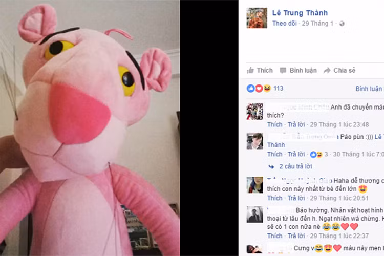 Cũng bức ảnh chú gấu bông, Erik lại chia sẻ trên trang Facebook cá nhân và thậm chí còn đặt làm ảnh nổi bật. (Ảnh: chụp màn hình)