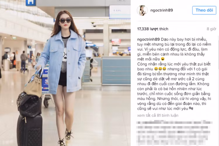 Ngoc Trinh vui ve nhu chua he co Hoang Kieu trong doi