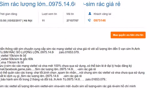 Nhiều người bán còn có sẵn tới 50.000 SIM rác, đảm bảo chưa bị khóa và có thể bán lại tại các đại lý.