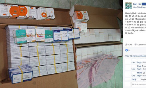 SIM rác được rao bán công khai số lượng lớn trên mạng xã hội, thu hút nhiều người mua. Ảnh: chụp màn hình.
