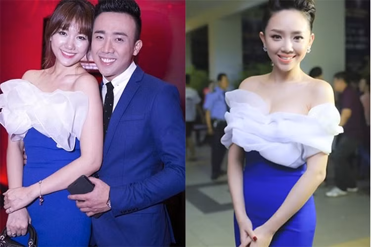 Cùng diện váy cúp ngực, hai nữ ca sĩ Hari Won và Tóc Tiên đều ghi điểm bởi vẻ thanh lịch, gợi cảm. (Ảnh: Zing, Một thế giới)