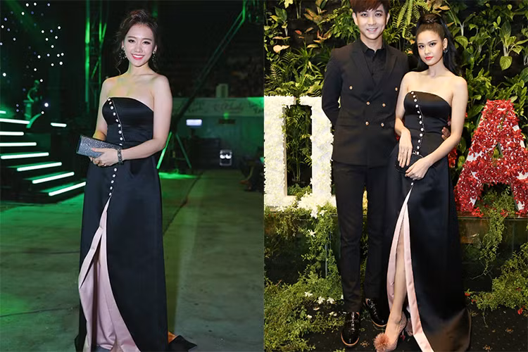 Hari Won còn từng "mặc lại đồ" của Trương Quỳnh Anh khi chọn chiếc váy quây đính khuy, xẻ tà cao. Cùng sở hữu thân hình nuột nà và làn da trắng nên khó phân định ai đẹp hơn. (Ảnh: Kul)