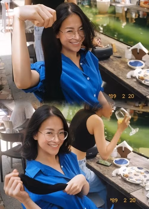 Hoa hậu Phương Khánh dành tặng tóc cho các bệnh nhân ung thư vào tháng 4/2022 và tháng 12/2023. Ảnh: FBNV.