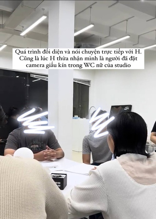 Châu Bùi đối chất với N.T.H. Người này hoàn toàn chối bỏ hành vi đặt camera và đưa ra nhiều lý do vô lý để biện minh.