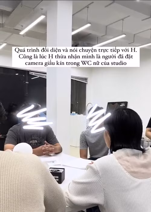 Châu Bùi đối chất với N.T.H. Người này hoàn toàn chối bỏ hành vi đặt camera và đưa ra nhiều lý do vô lý để biện minh.