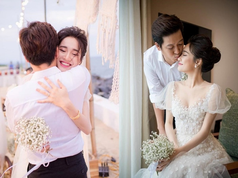 Nhờ sự động viên của Trường Giang, Nhã Phương vượt qua những áp lực do chính mình tạo ra. Ảnh: FBNV.