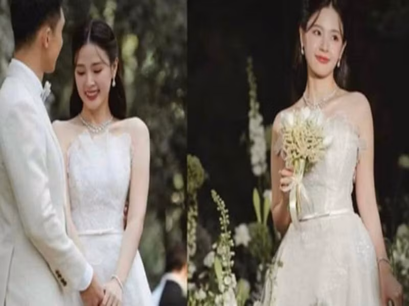 Không gian đám cưới của Midu ngập tràn hoa trắng. Ảnh: Người Đưa Tin.