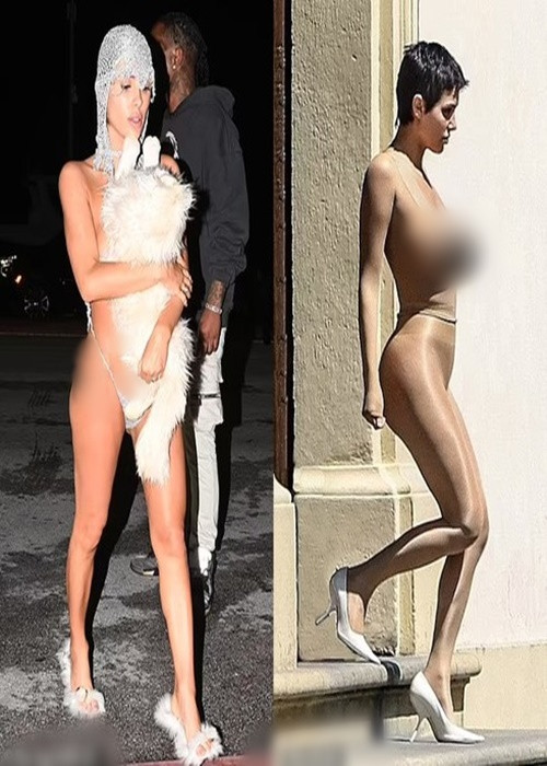 Từ khi gắn bó với Kanye West, Bianca Censori thường xuyên mặc phản cảm. Ảnh: Backgrid.