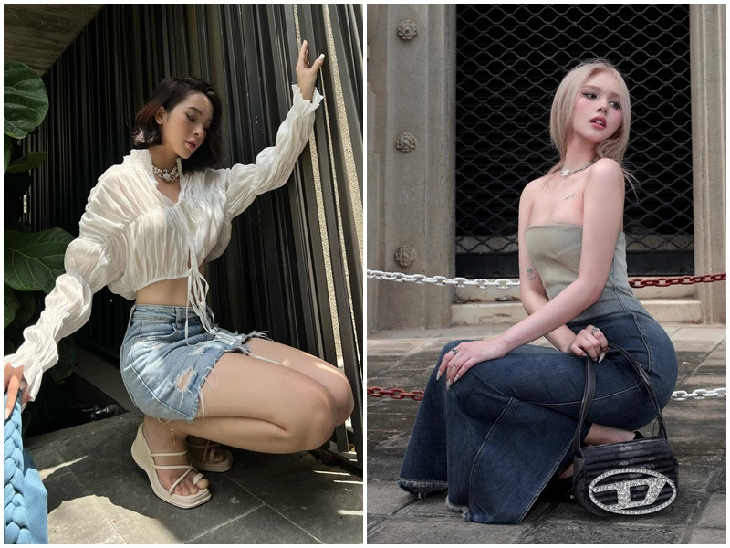 Quỳnh Lương và Xoài Non không thua kém nhau về sắc vóc. Cả hai đều sở hữu vóc dáng thon gọn.