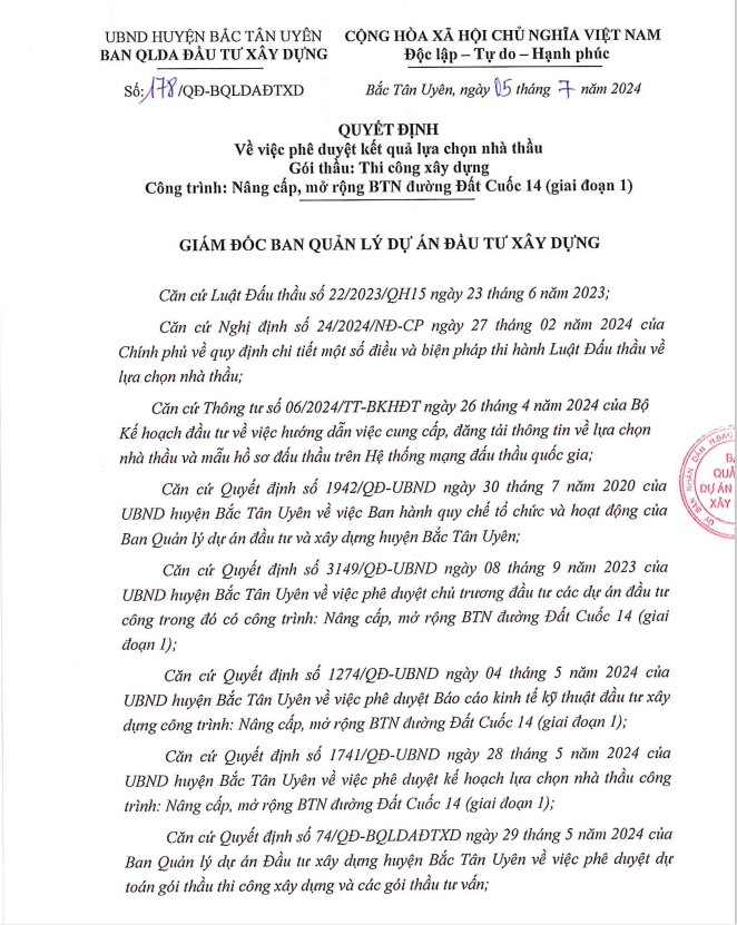 Bình Dương: Công ty Solar Cons trúng gói thầu thi công đường Đất Cuốc 14 Binh Duong: Cong ty Solar Cons trung goi thau thi cong duong Dat Cuoc 14