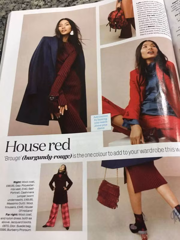 Hoàng Thùy cũng xuất hiện trên nhiều tạp chí thời trang nổi tiếng thế giới với phong cách thời trang ấn tượng. Từ trang phục đến đồ phụ kiện cùng tông và khác biệt.