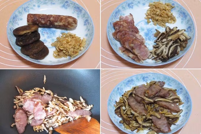 Nguyên liệu cần chuẩn bị cho món này gồm: 1 con gà, mỡ lợn, lá sen tươi, 2 cái lạp sườn, 4-5 cái nấm hương, 400g bột mì, chút rượu vang, ngũ vị hương, gia vị đi kèm đường, nước mắm, xì dầu, dầu ăn, dầu hào, muối gia vị, muối hạt, hạt tiêu xay, hành, gừng, tỏi, lá chanh, chanh.