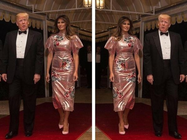 Chiếc váy hồng được Đệ nhất phu nhân Melania diện trong bữa tiệc hoành tráng đón Năm mới 2018 là chiếc váy Erdem’s ‘Emery’ có giá lên tới hàng nghìn USD. Ảnh: Internet.