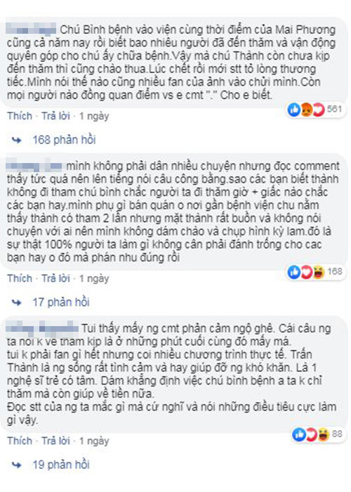 Việc Trấn Thành không đến thăm cố nghệ sĩ Lê Bình gây tranh cãi trên mạng xã hội.