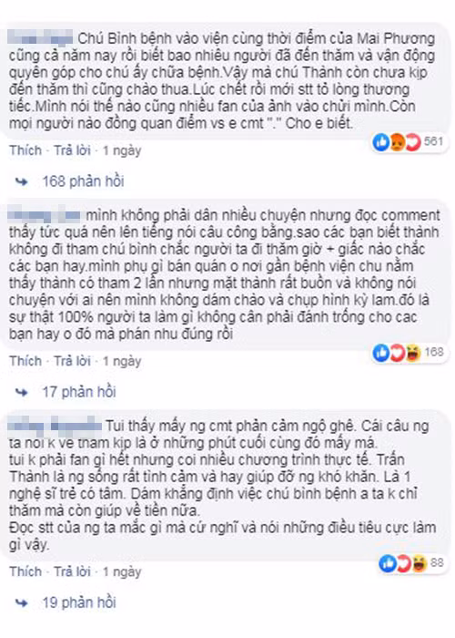 Việc Trấn Thành không đến thăm cố nghệ sĩ Lê Bình gây tranh cãi trên mạng xã hội.