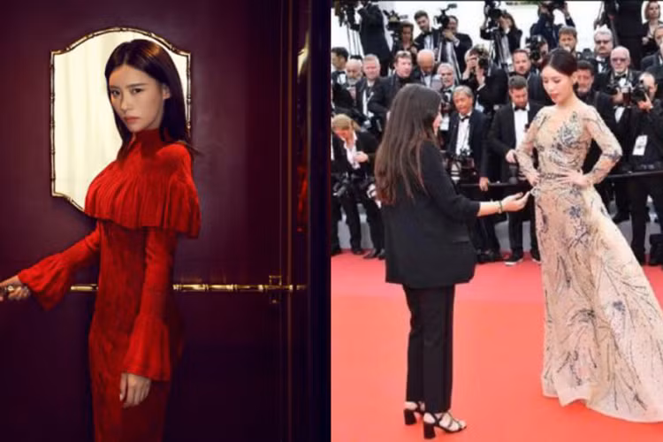 Hình ảnh Dư Phi bị nhân viên an ninh đuổi khỏi thảm đỏ sự kiện quốc tế.