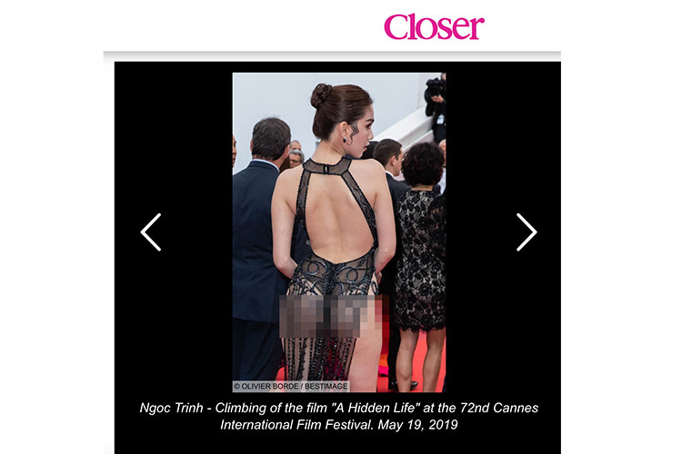 Ngoài khán giả Việt Nam, khán giả quốc tế cũng bình luận tiêu cực về hình ảnh Ngọc Trinh tại Cannes.