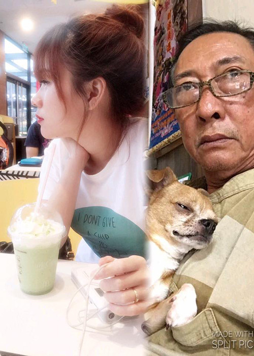 Là con nuôi nhưng Khả Hân vẫn hết lòng chăm sóc nghệ sĩ Lê Bình. Ảnh: FBNV