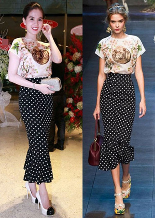 Ngọc Trinh thường xuyên bị nghi mặc hàng nhái. Ảnh: Người đưa tin