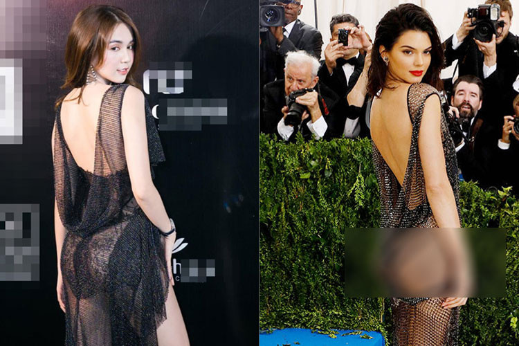 Năm 2018, Ngọc Trinh cũng từng vướng nghi vấn mặc váy nhái của Kendall Jenner. Ảnh: Thế giới trẻ