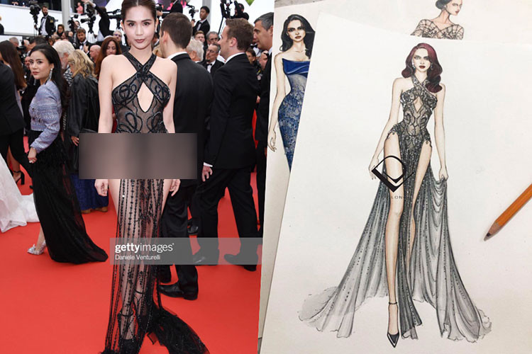 Không ít người chê Ngọc Trinh mặc phản cảm trên thảm đỏ của liên hoan phim mang tầm quốc tế. Ảnh: Saostar