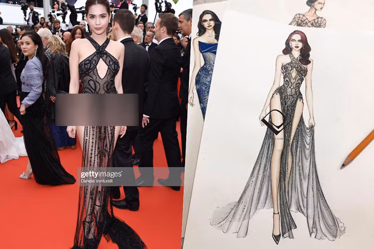 Không ít người chê Ngọc Trinh mặc phản cảm trên thảm đỏ của liên hoan phim mang tầm quốc tế. Ảnh: Saostar