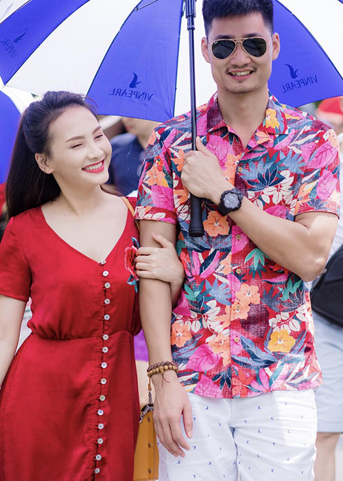 Đức Thắng - ông xã của Bảo Thanh vốn quen với việc vợ diễn cảnh tình tứ bên bạn diễn nam.