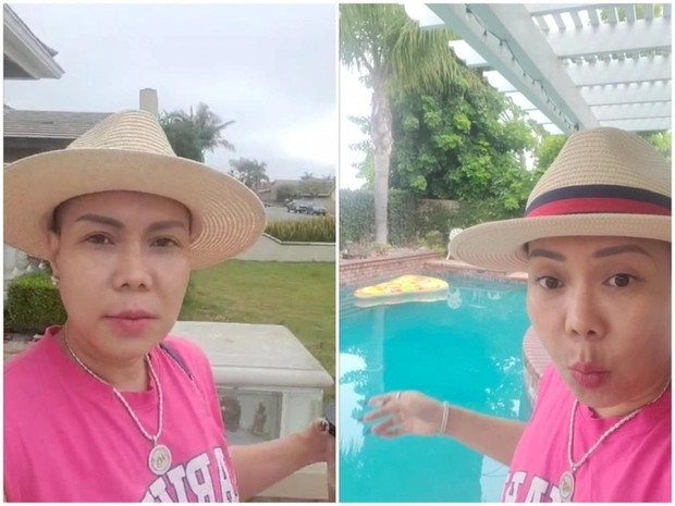 Bên trong biệt thự có cả hồ bơi lớn để các thành viên có thể thư giãn. Ảnh chụp màn hình