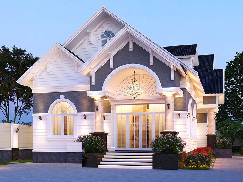 Nhà cấp 4 mái thái hiện đại, có tính thẩm mỹ cao. Kiểu mái thái tạo nên sự thanh thoát, nhẹ nhàng. Ảnh: Noithatnhadepviet