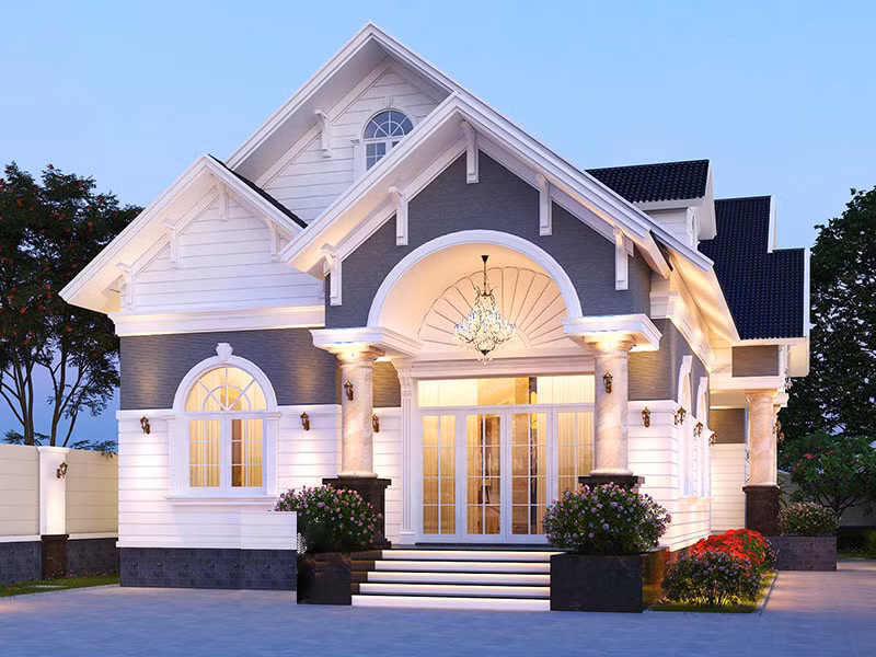 Nhà cấp 4 mái thái hiện đại, có tính thẩm mỹ cao. Kiểu mái thái tạo nên sự thanh thoát, nhẹ nhàng. Ảnh: Noithatnhadepviet