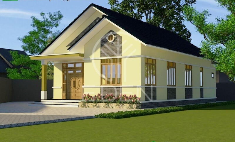 Mẫu nhà cấp 4 dạng nhà ống hiện đại có sự thống nhất về không gian. Nhờ kết cấu đơn giản nên gia chủ tiết kiệm được khá nhiều chi phí. Ảnh: Ddeninterior