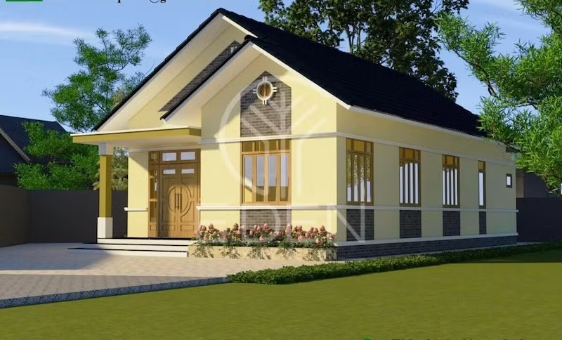 Mẫu nhà cấp 4 dạng nhà ống hiện đại có sự thống nhất về không gian. Nhờ kết cấu đơn giản nên gia chủ tiết kiệm được khá nhiều chi phí. Ảnh: Ddeninterior