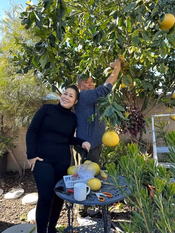 Hồng Đào còn "thuê" cả vợ chồng Hồng Vân sang Mỹ làm vườn.