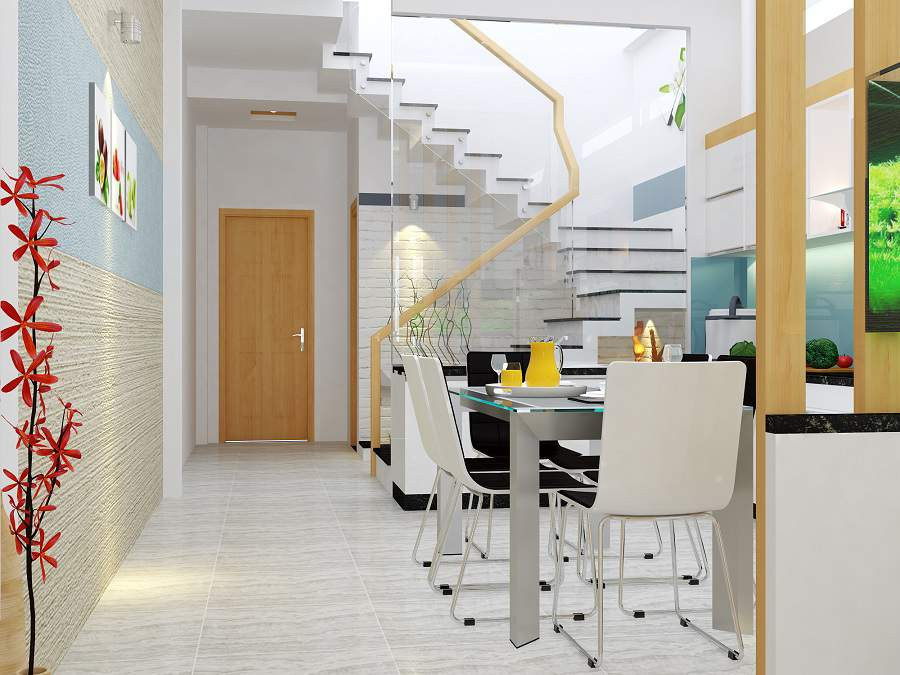  Cầu thang trong nhà nên bố trí gần mặt tiền hoặc gần các khoảng sân vườn. Ảnh: Noithattoancau