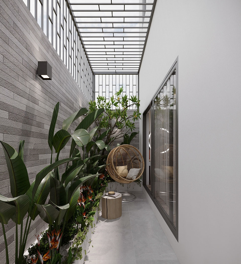 Do đó, với những căn nhà ống hiện hữu, khi thiết kế nên chừa sân sau làm nơi phơi đồ, sàn nước. Đây cũng là nơi thoát hiểm khi hoả hoạn xảy ra. Ảnh: SBS House