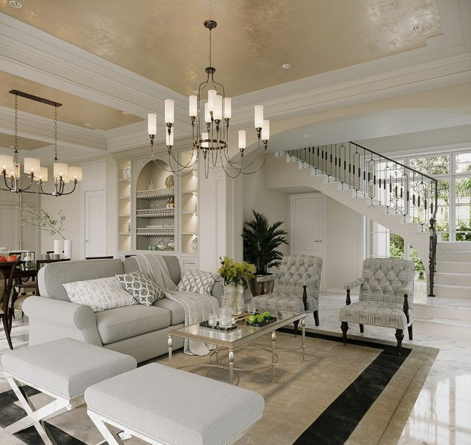 Căn biệt thự có gam màu trắng chủ đạo.