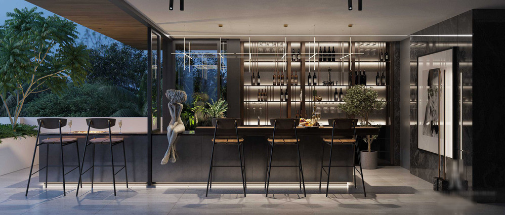 Tại đây có đầy đủ quầy thức uống, khu vực để chiếu phim...