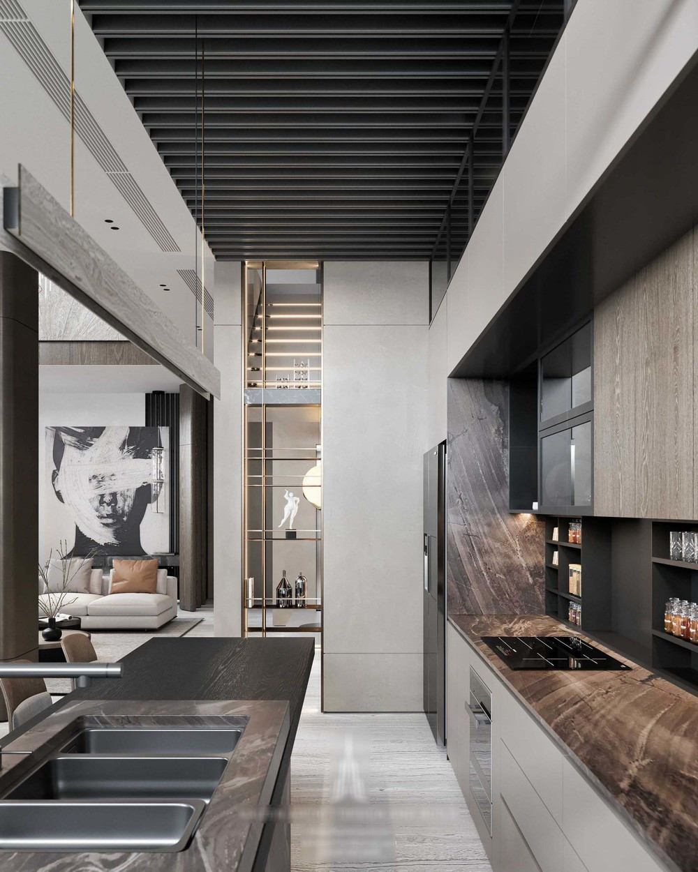 Biệt thự được thiết kế theo phong cách hiện đại, sang trọng với nội thất toàn đồ cao cấp. Phòng bếp hiện đại, đầy đủ tiện nghi với màu sắc hài hoà.